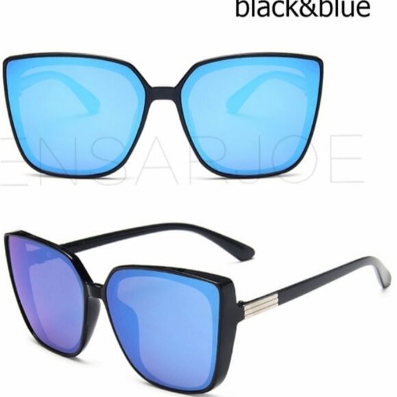 BRAND New Oversized mirror sunglasses Black and Blue - Picture 2 of 4